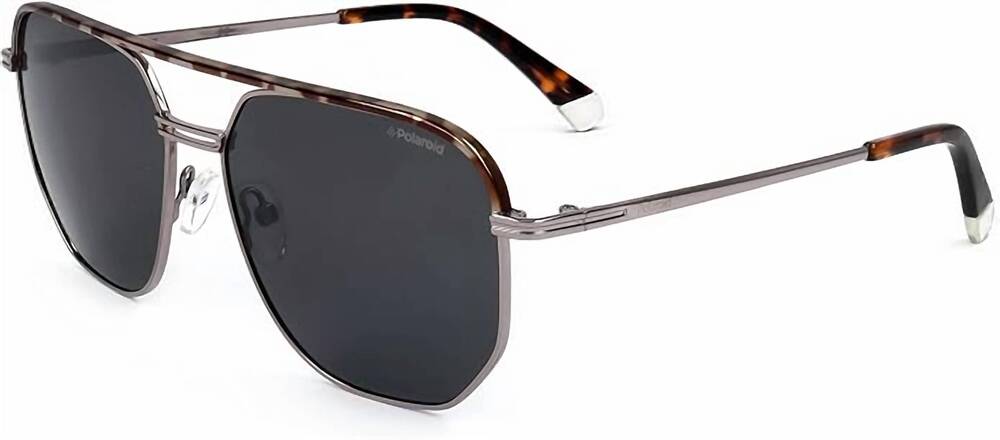 NEW POLAROID men's polarized navigator sunglasses in ruthenium havana